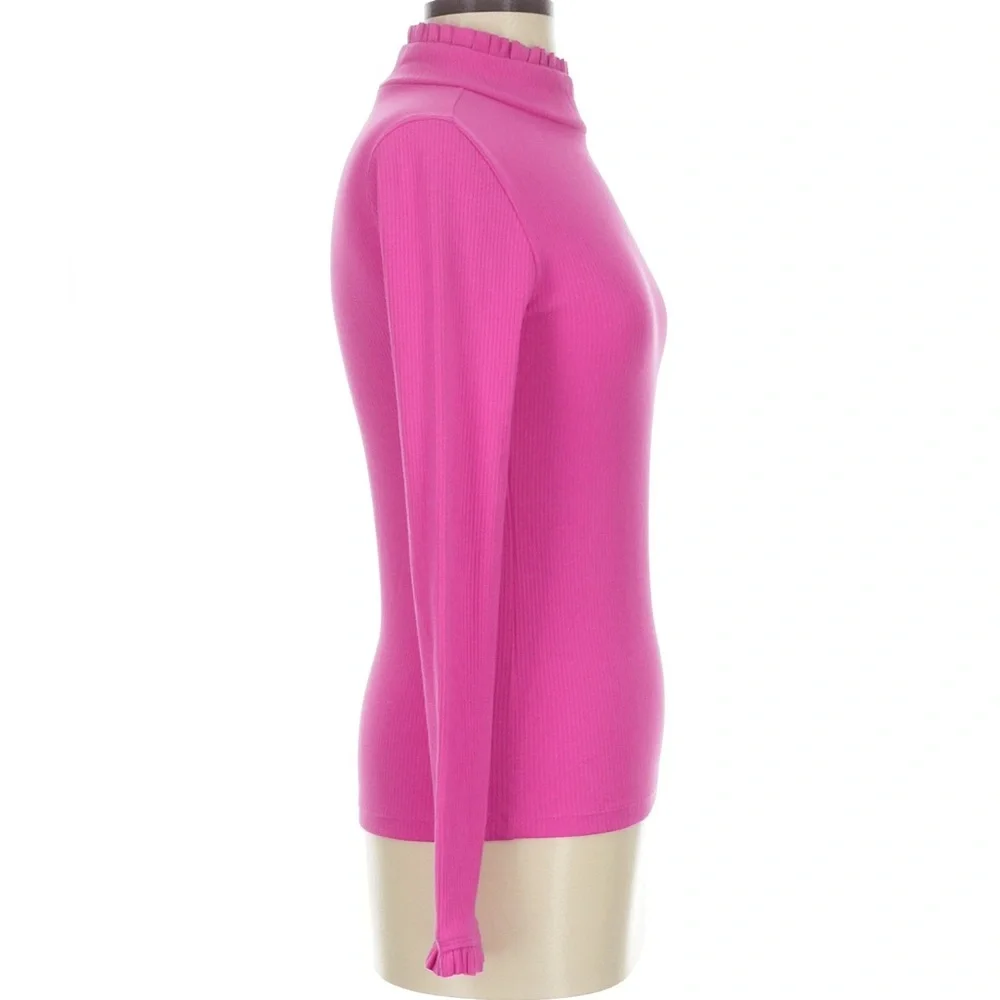 J. Crew Fuchsia Long Sleeve With Turtleneck Design Top‎ Size:L Vintage